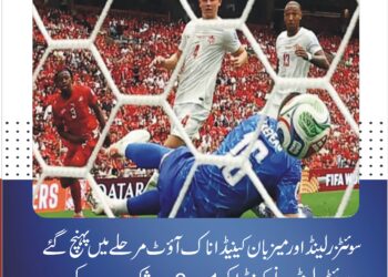 فیفا ورلڈ کپ 2026: سوئٹزرلینڈ اور میزبان کینیڈا ناک آؤٹ مرحلے میں پہنچ گئے سوئٹزرلینڈ نے کینیڈا کو 1-2 سے شکست دے کر گروپ بی میں پہلی پوزیشن حاصل کر لی، قطر ایونٹ سے باہر
