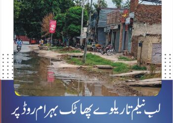 لَیَّہ: لبِ نیلم تا ریلوے پھاٹک بہرام روڈ پر نہری پانی پھیل گیا، شہری پریشان