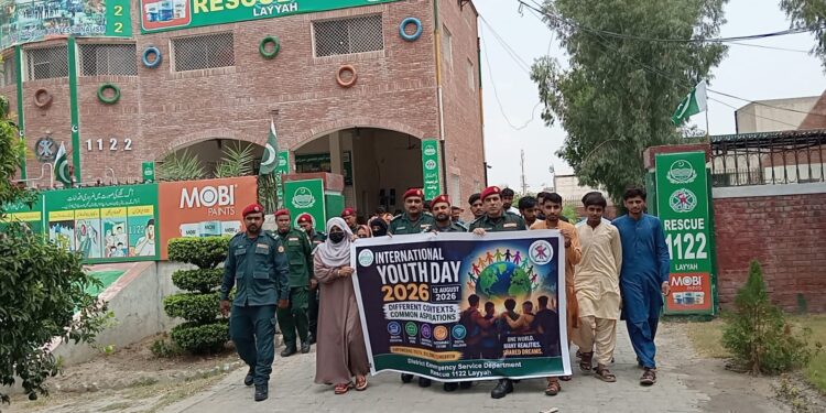 انٹرنیشنل یوتھ ڈے پر ریسکیو 1122 کی آگاہی ریلی، نوجوانوں کو مثبت کردار ادا کرنے کا پیغام